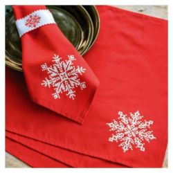 Servietten en servietringen kit Snowcrystal set van 4