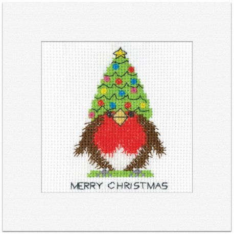 Robin Card - Christmas Tree Hat