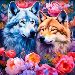 Diamond Painting kit "A couple of wolves"