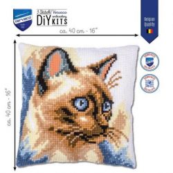Kruissteekkussen kit Siamese Cat