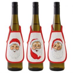 Permin 78-5270 Borduurpakket Kerstman flessenschort 3 ontwerpen