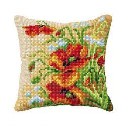 Voorbedrukt kruissteek kussenpakket Klaprozen