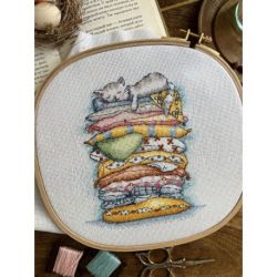 Borduurpakket "The cat is resting" 13,5 х 16 cm SANV-55