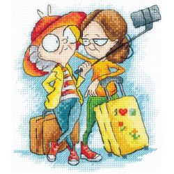 Borduurpakket "Granny Travelers" 12 х 14 cm SANB-28