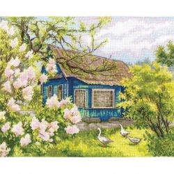 Borduurpakket "Lilacs near the house" 28 х 22,2 cm SANS-77