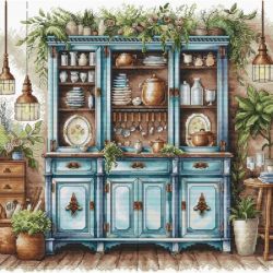 Borduurpakket Blue Cupboard AVA-P102