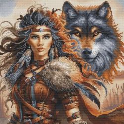 Borduurpakket "The Worrior and the Wolf" 31.75 x 31.75 cm AVA-P076