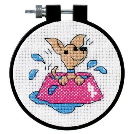Borduurpakket with hoop "Perky Puppy" D73039