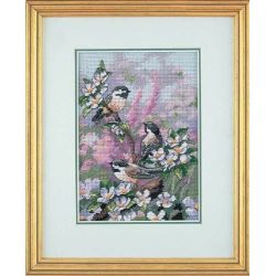 Borduurpakket Chickadees In Spring  D06884