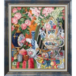 Borduurpakket Poreelain and Flowers. 1915 S/MK075