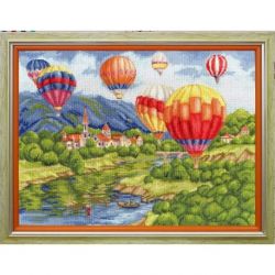 Borduurpakket Balloons over the castle 31.5x42.5 cm S/DL040