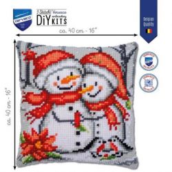 Kruissteekkussen kit Sneeuwmannen