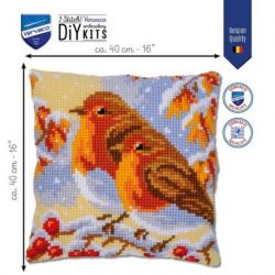 Kruissteekkussen kit Roodborstjes
