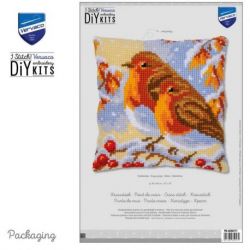 Kruissteekkussen kit Roodborstjes