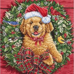 Borduurpakket Christmas Puppy 26x26cm L8053