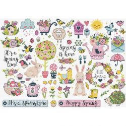 Borduurpakket "Spring Sampler" 38x27cm L9937