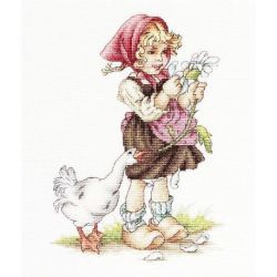 Borduurpakket Girl with goose Luca-S-B1047