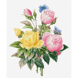 Borduurpakket Yellow Roses And Bengal Roses Luca-S-BU4003