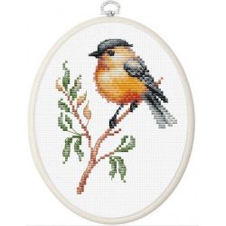 Borduurpakket with Hoop Included "Bird On The Branch" 8x10,5cm Luca-S-BC106