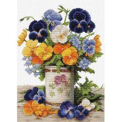 Borduurpakket "Pansies Bouquet" 23x30cm Luca-S-B7035