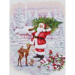 Borduurpakket "Santa With Tree" 29 x 38 cm Luca-S-BU5098