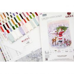 Borduurpakket "Santa With Tree" 29 x 38 cm Luca-S-BU5098