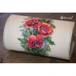 Borduurpakket Vintage Poppies (Cappuccino AIDA) Merejka-K81A