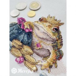 Borduurpakket "Golden Toad" 11x12 cm Merejka-K280A