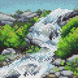 Borduurpakket "Waterfall in the mountains" MP-Studia M-998