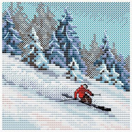 Borduurpakket "On the mountainside" 11x11 cm MP-Studia M-987