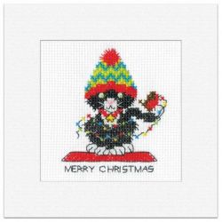 Black Cat Card - Christmas Lights