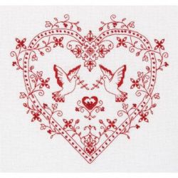 Borduurpakket PANNA "Heart with doves" PANNA SO-1403