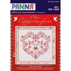 Borduurpakket PANNA "Heart with doves" PANNA SO-1403