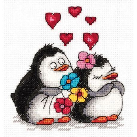 Borduurpakket KLART "Penguins in love" PANNA 8-287