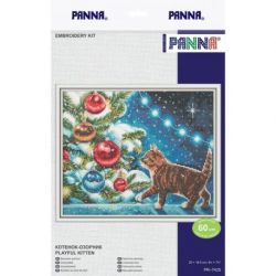 Borduurpakket PANNA "Mischievous Kitten" 25x19.5 cm PANNA PR-7425
