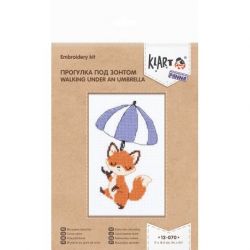 Borduurpakket KLART "Walking under an umbrella" 11 x 16,5 cm PANNA 12-070