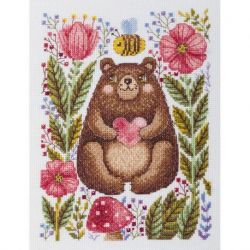 Borduurpakket KLART "A bear cub with bees" 16,5 x 21,5 cm PANNA 8-542