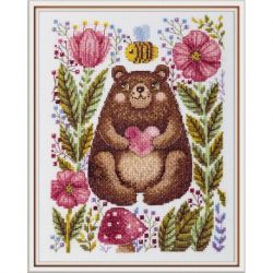 Borduurpakket KLART "A bear cub with bees" 16,5 x 21,5 cm PANNA 8-542