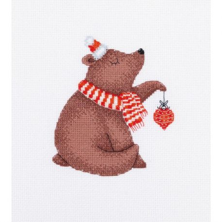 Borduurpakket KLART "New Year's bear" 15 x 13.5 cm PANNA 8-585
