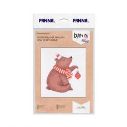 Borduurpakket KLART "New Year's bear" 15 x 13.5 cm PANNA 8-585