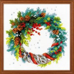 Borduurpakket Wreath with Blue Spruce 1603